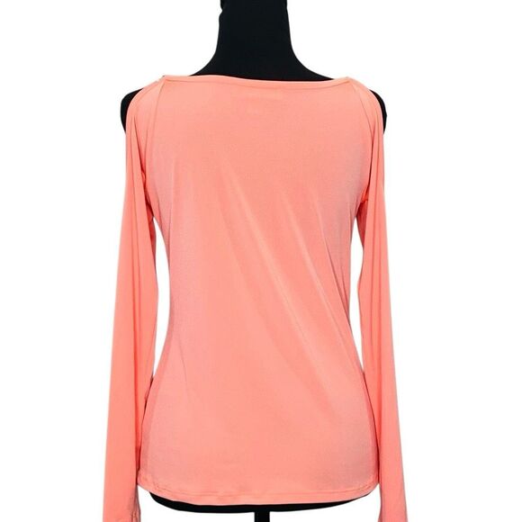 Michael Kors Cold Shoulder Chain Strap Long Sleeve Blouse Top Pink XS - Picture 2 of 6